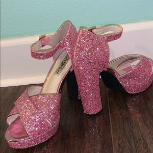 Hot pink sparkly high heels